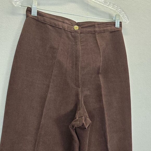 Vintage Chalie Chalie Velvet Slacks Brown  Pants Back Pocket Design Size 28 - Picture 4 of 16